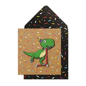 Birthday Dinosaur Scooter Card 16cm