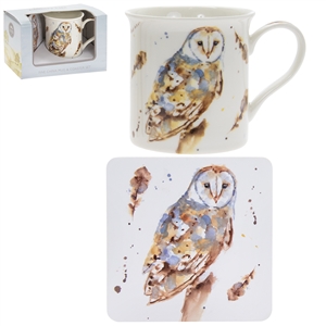 Country Life Barn Owl Mug And Coaster Set