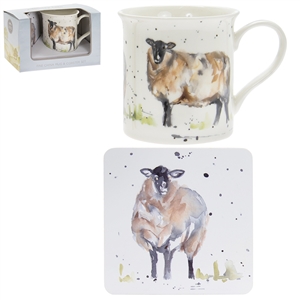Country Life Sheep Mug And Coaster Set