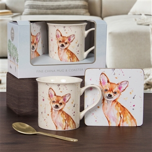 DUE END OF FEB Mans Best Friend Chihuahua Mug & Coaster Set