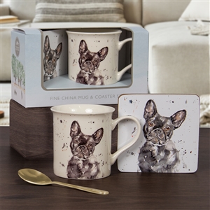 DUE END OF FEB Mans Best Friend French Bulldog Mug & Coaster Set