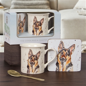 DUE END OF FEB Mans Best Friend German Shepard Mug & Coaster Set