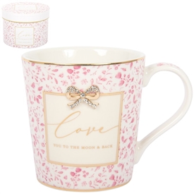 Pink Floral Mug - Moon & Back