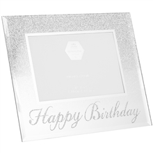 Silver Glitter Happy Birthday Frame 22cm