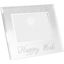 Silver Glitter Happy 16th Frame 22cm