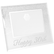 Silver Glitter Happy 30th Frame 22cm