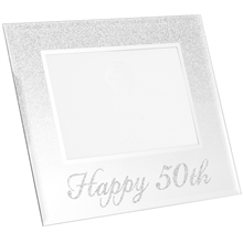 Silver Glitter Happy 50th  Frame 22cm
