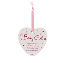 New Baby Girl Heart Plaque 11cm