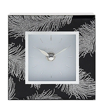 Black Mirror Feather Clock 12cm