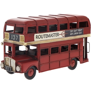 Medium Vintage London Bus in Ornament 25cm