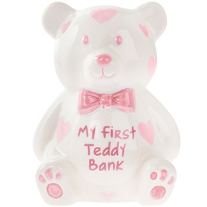 Large Pink My First Teddy Bank