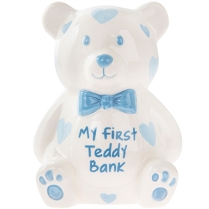 Large Blue My First Teddy Bank