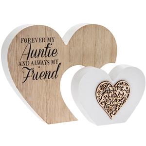 Sentiments Double Heart Auntie Mantle Plaque 22cm
