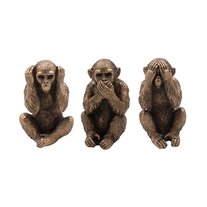 Reflections Bronzed Ornament Of The Three Wise Monkeys