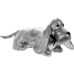 Laying Silver Dachshund Doorstop