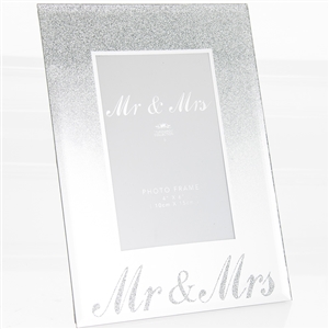 Silver Mr And Mrs Glittered Mirror Photo Frame 4cm x 6cm