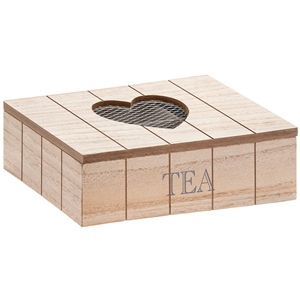Wooden Heart Tea Box