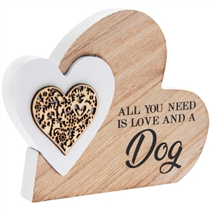 All You Need Is Dog Double Heart Standing Plaque 15cm