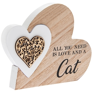 All You Need Is Cat Double Heart Standing Plaque 15cm