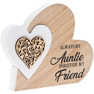 Always My Auntie Double Heart Standing Plaque 15cm