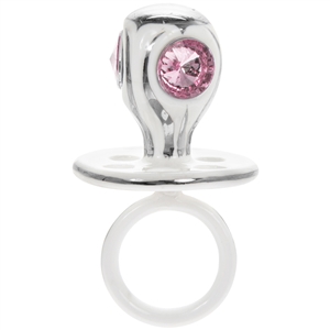 Silver Plated Dummy With Pink Diamante Gems