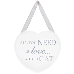 Heart Plaque Love And Cat 18cm