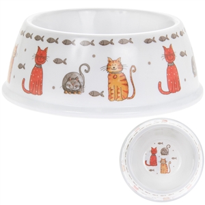 Faithful Friends Cat Food Or Drink Bowl With Cute Cat Design