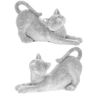 Stretching Diamante Cat Figurines