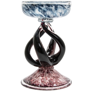 Vicenza Blue and Red Glass Candle Holder (Small)