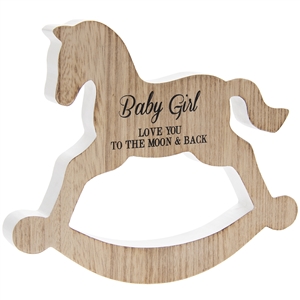 Rocking Horse Plaque Baby Girl 20cm