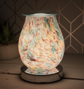 Glass Aroma Lamp with Touch Sensitive Base - Blue Mottle