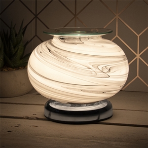 Touch Sensitive Wide Glass Aroma Lamp - Grey Marble 19cm