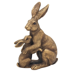 Bronze Hare And Baby Ornament