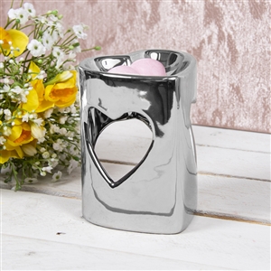 Silver Heart Cut Out Oil Burner