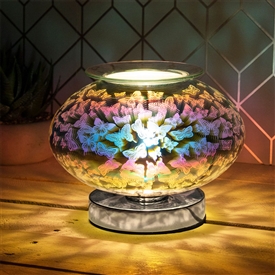 Touch Sensitive Wide Glass Aroma Lamp - Butterflies 18.5cm