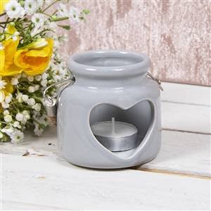 Heart Candle Holder Grey 8cm