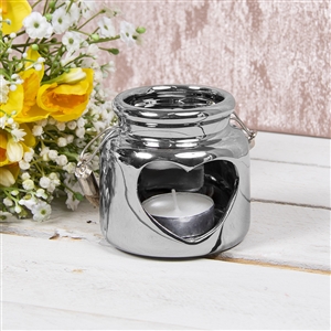 Heart Candle Holder Silver 8cm