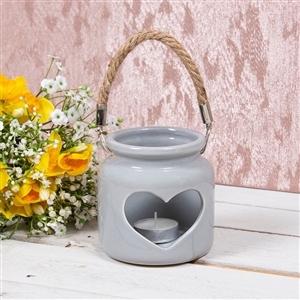 Heart Candle Holder Grey 10cm