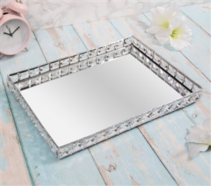 Rectangular Mirror Crystal Tray 35cm
