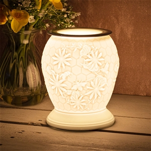 Large Porcelain Etched Aroma Lamp - Honeycomb
