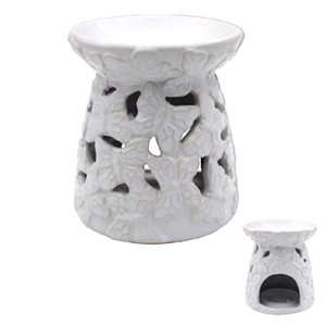 White Butterfly Oil Burner / Wax Melter 13cm