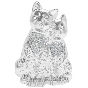 Silver Sparkle Twin Cats 13cm