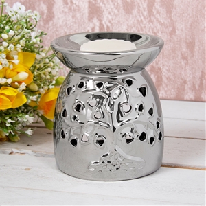 Silver Tree Of Life Oil Burner / Wax Melter 15cm