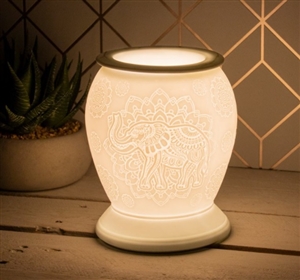 Aroma Lamp With Etched Elephant Design 16cm