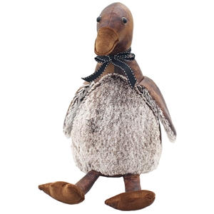 DUE MARCH Faux Leather Doorstop - Brown Duck 33cm