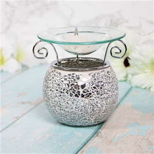 DUE MAY Round Mosaic Oil/Wax Warmer Silver