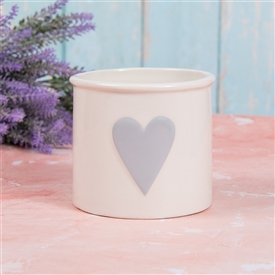 Medium White Planter With Single Heart 12cm