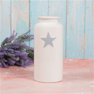 Medium White Vase With Single Star 22cm