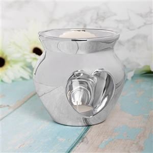 DUE MAR Luxury Glass Heart Cut Out Wax Melter  Silver