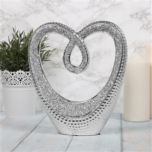 Silver Sparkle Heart Sculpture